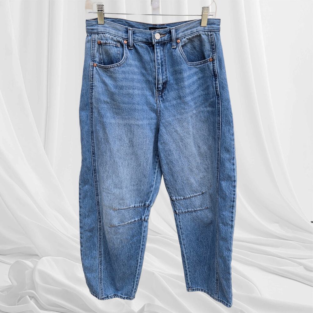 Sincerely Jules Barrel Blue Jeans Slouchy Boho Stretch Retro High Rise size 9/29
